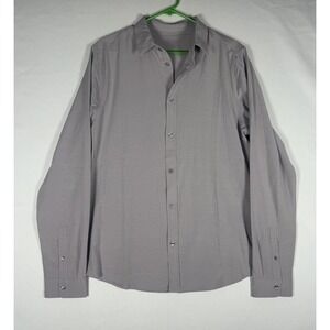 Vuori Long Sleeve Bridge Button Down Shirt Mens Large Gray Solid Stretch V1002